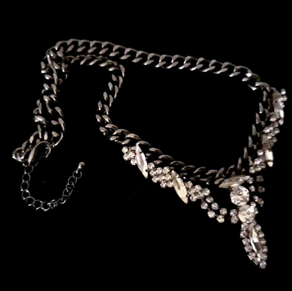 Clear Diamond Rhinestone Bib Necklace